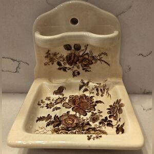 Antique Royal Staffordshire Charlotte Rare Ceramic Soap Dish Toothbrush Holder